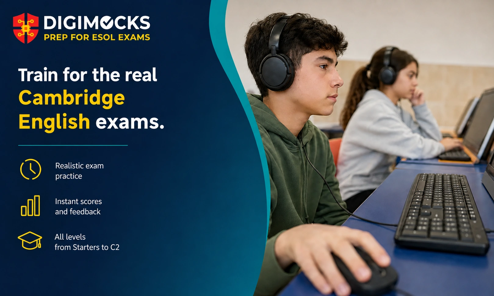 DIGIMOCKS — Train for Cambridge English exams: realistic practice, scores and feedback, from Starters to C2